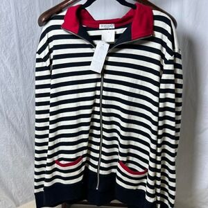 BORDADO WOMENS LONG SLEEVE‎ ZIPPER JACKET SIZE 2XL MADE IN PERU 100%COTTON